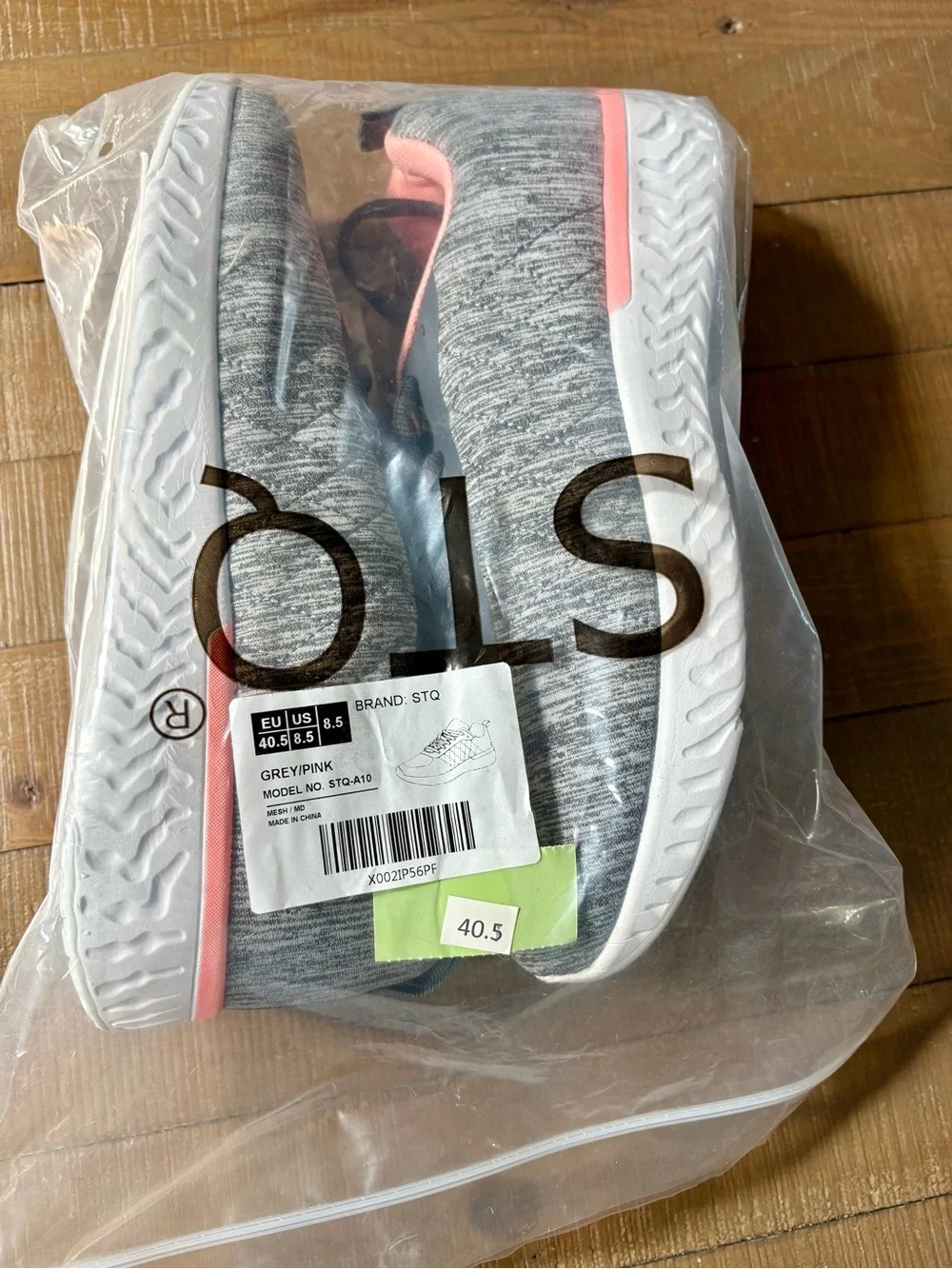 Women's Grey Knit Athletic Sneakers with Pink Lining